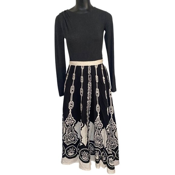 Ishyu Vintage Inspired Sequins and Tan Black Full Circle Skirt Size 10 - Picture 2 of 8